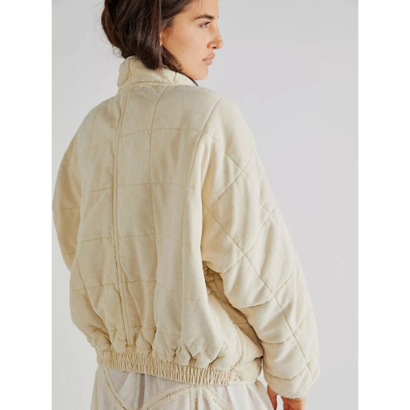 Free People dolman quilted jacket in vanilla cream size XS - Picture 2 of 16